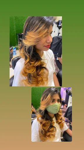 Hair colour transformation, before and after